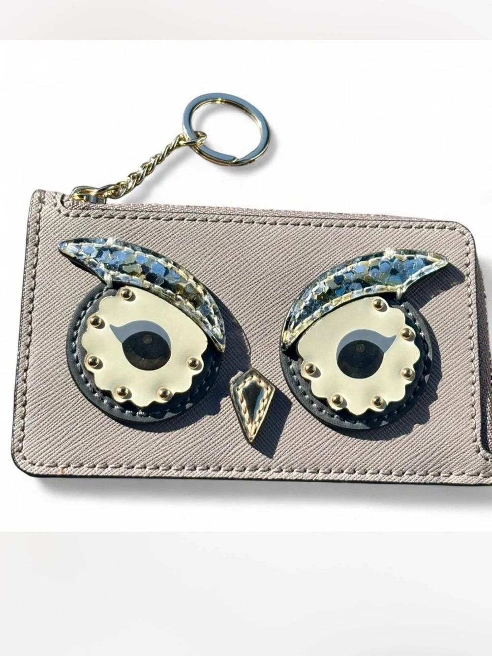 Kate Spade Poppy Star Bright Owl card holder / coin purse leather